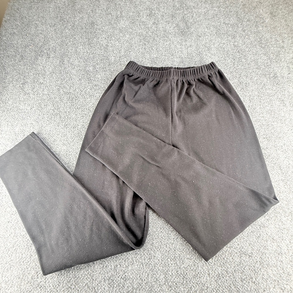 Norton Studio Womens Black High Rise Elastic Waist Tapered Knit Leggings Large